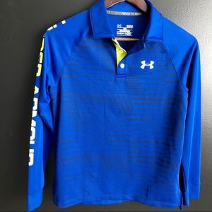 Under Armour Long-Sleeve Blue and Black Polo Shirt